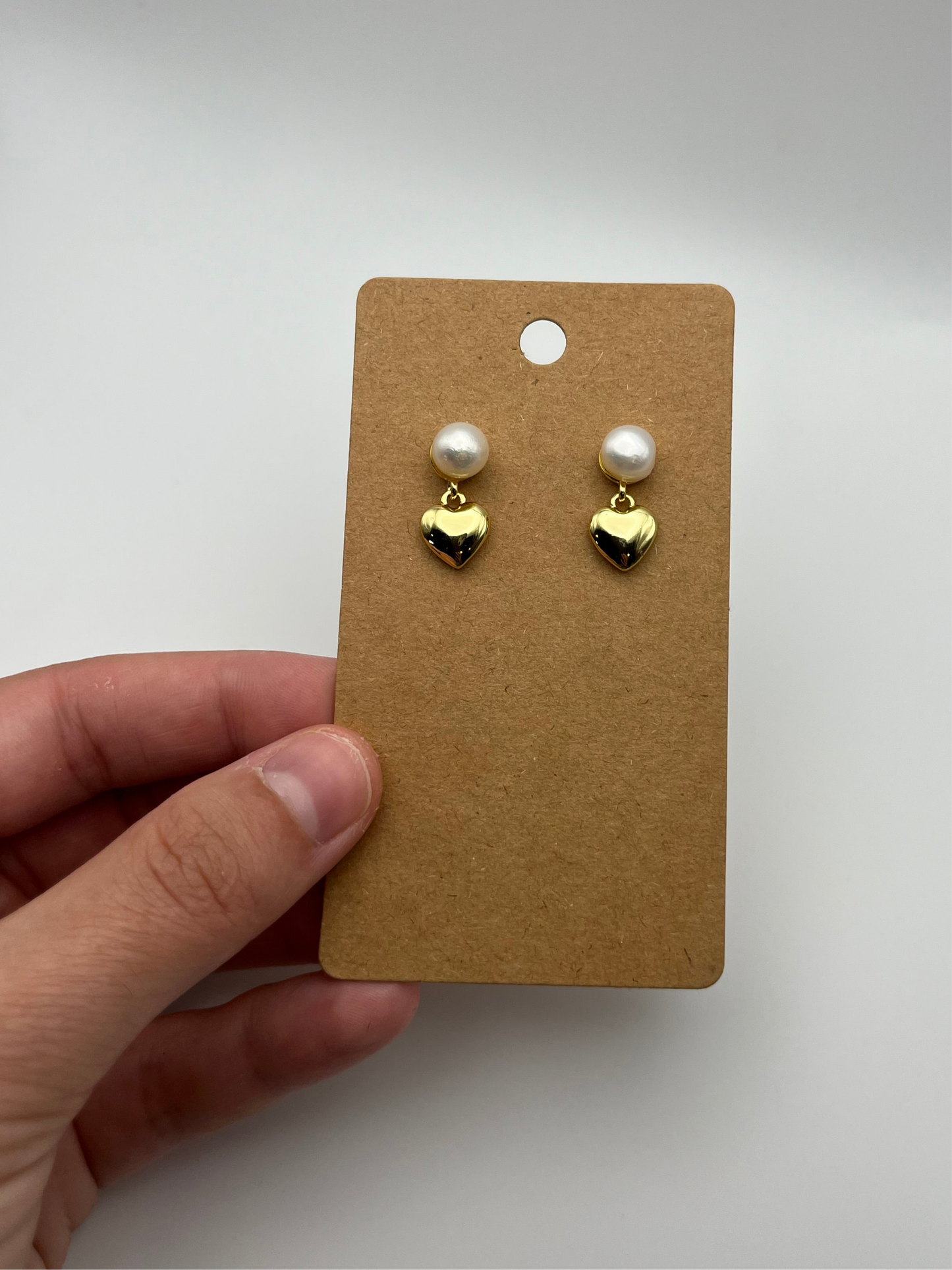 Heart Earrings with Pearl Settings