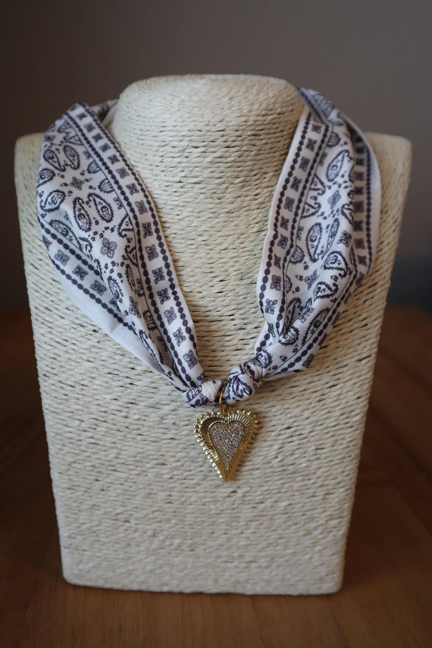 Boho Bandana Scarf with Sparkly Heart Charm