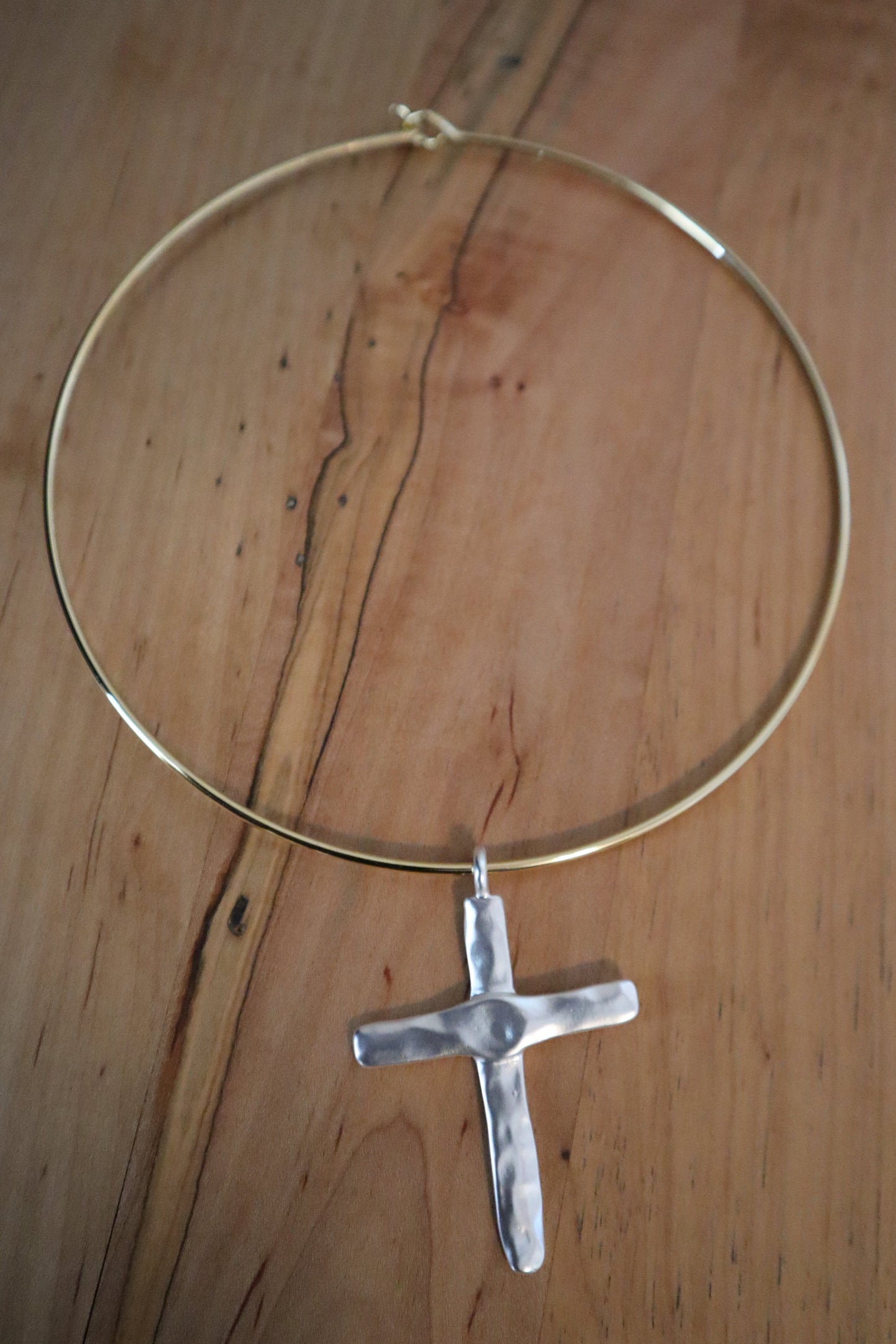 Cuff Choker with Large Cross Charm