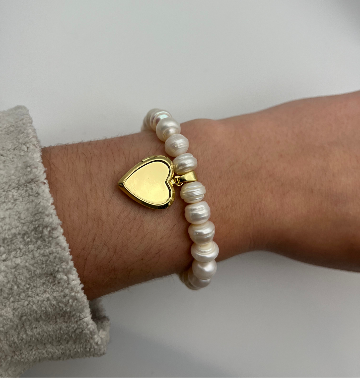 Heart Locket Pearl Bracelet