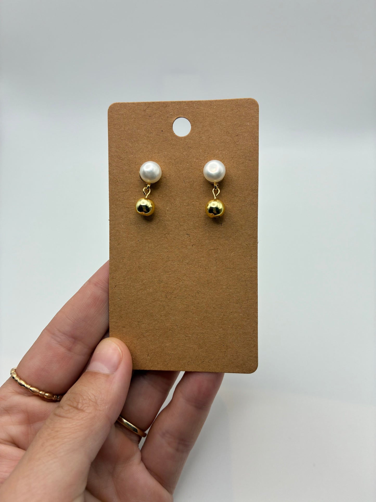 Pearl Posts with Gold Details