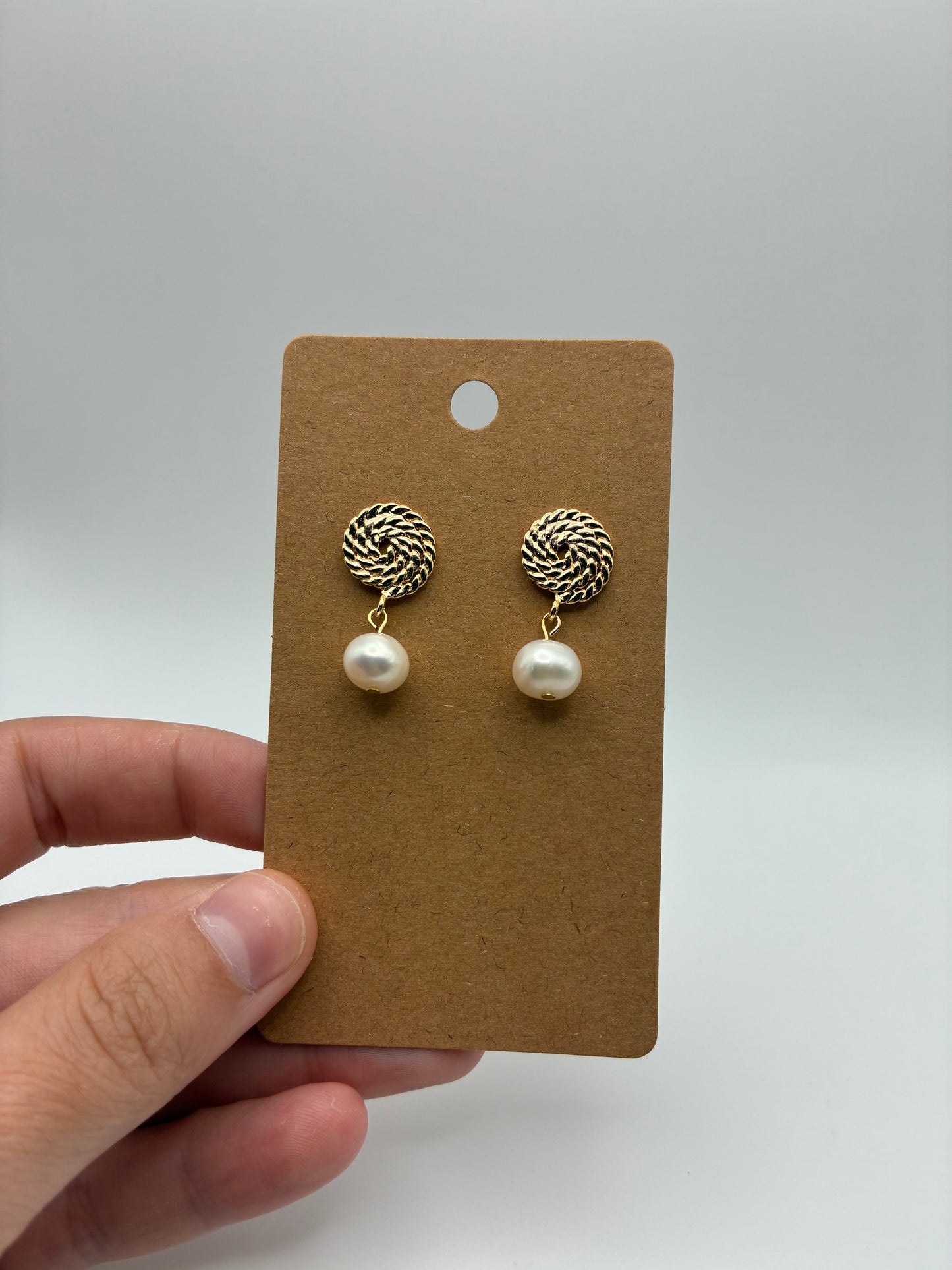 Swirling Post with Freshwater Pearls