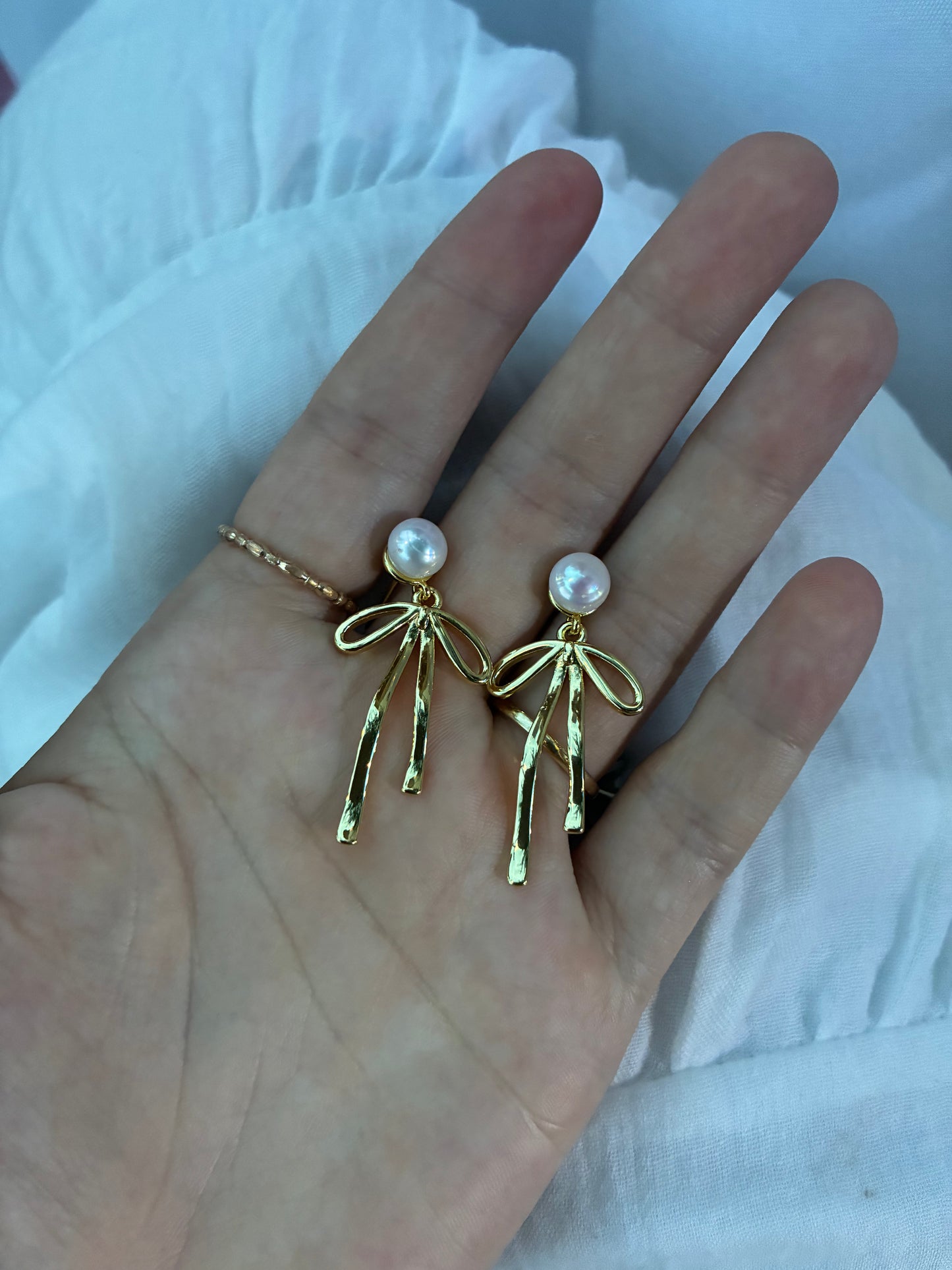 Pearl Posts with Gold Details