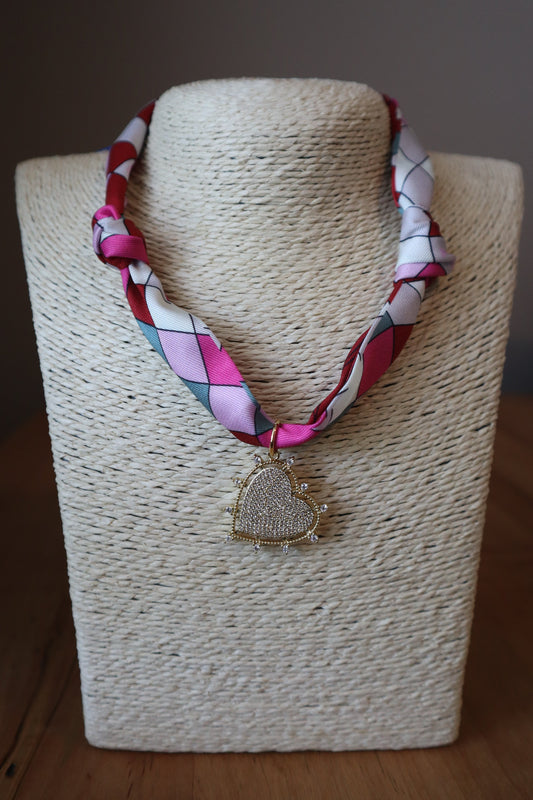 Diamond Scarf with Sideways Sparkly Heart Charm