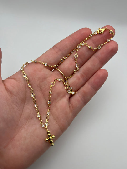Gold Cross Pendant on Dainty Chain