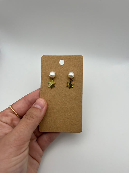 Star of David Earrings with Pearl Settings