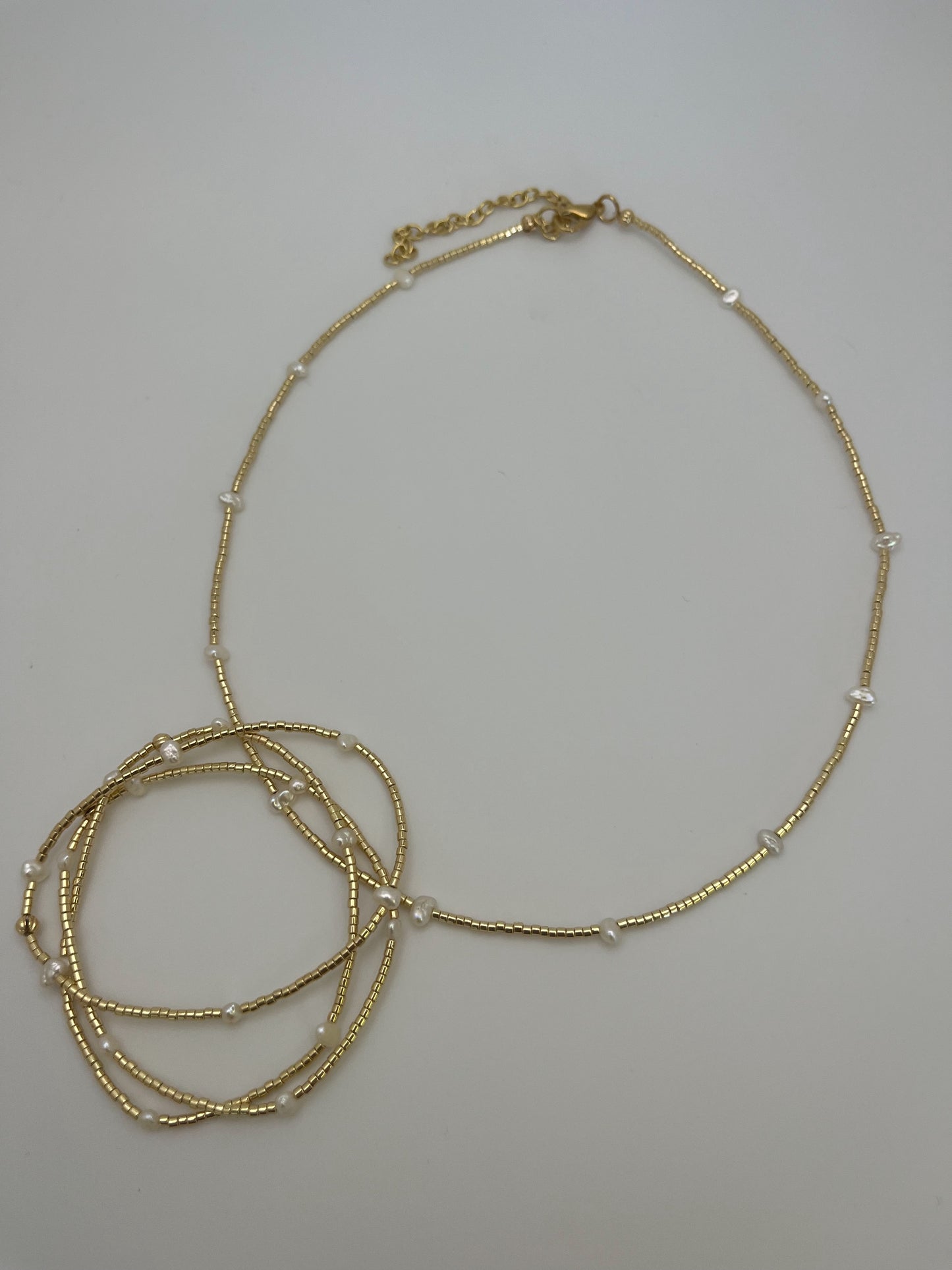 Dainty Gold & Pearl Choker