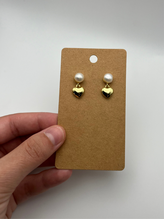 Heart Earrings with Pearl Settings
