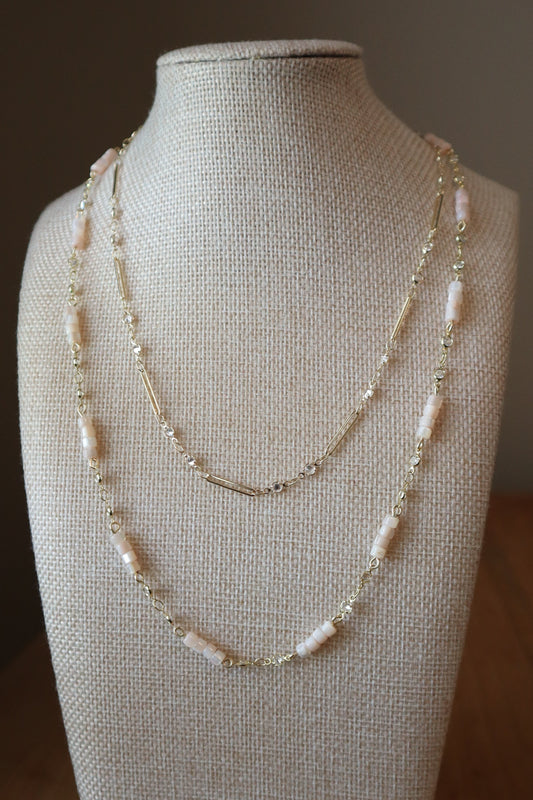 Shell Pink Station Necklace