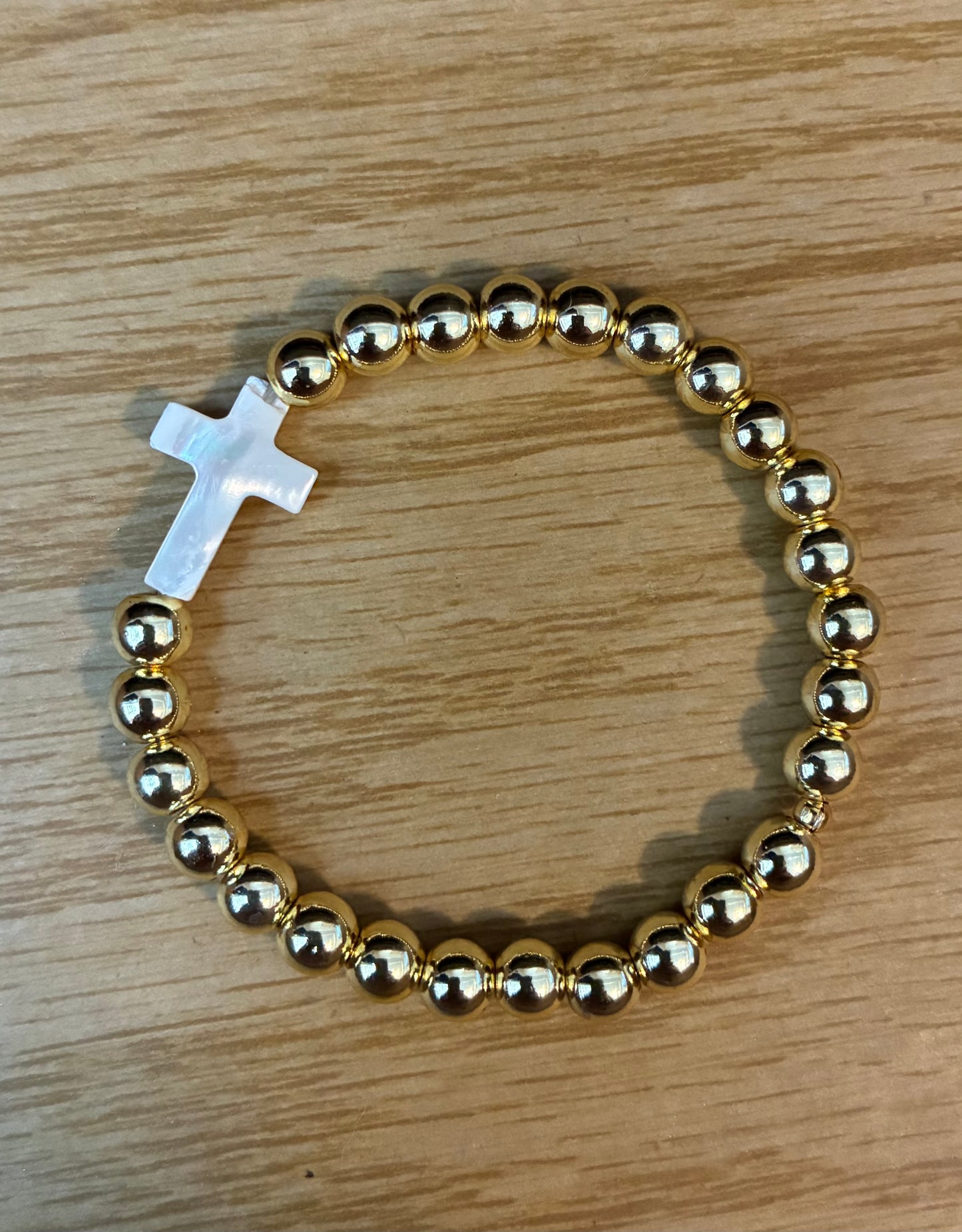 Gold Shell Cross Bracelet