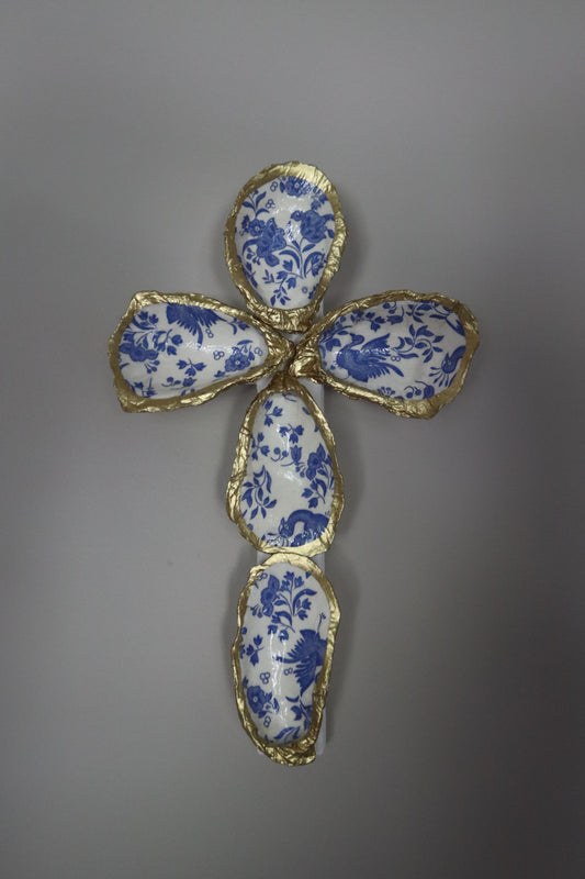 Oyster Cross Wall Art: Peacock Design