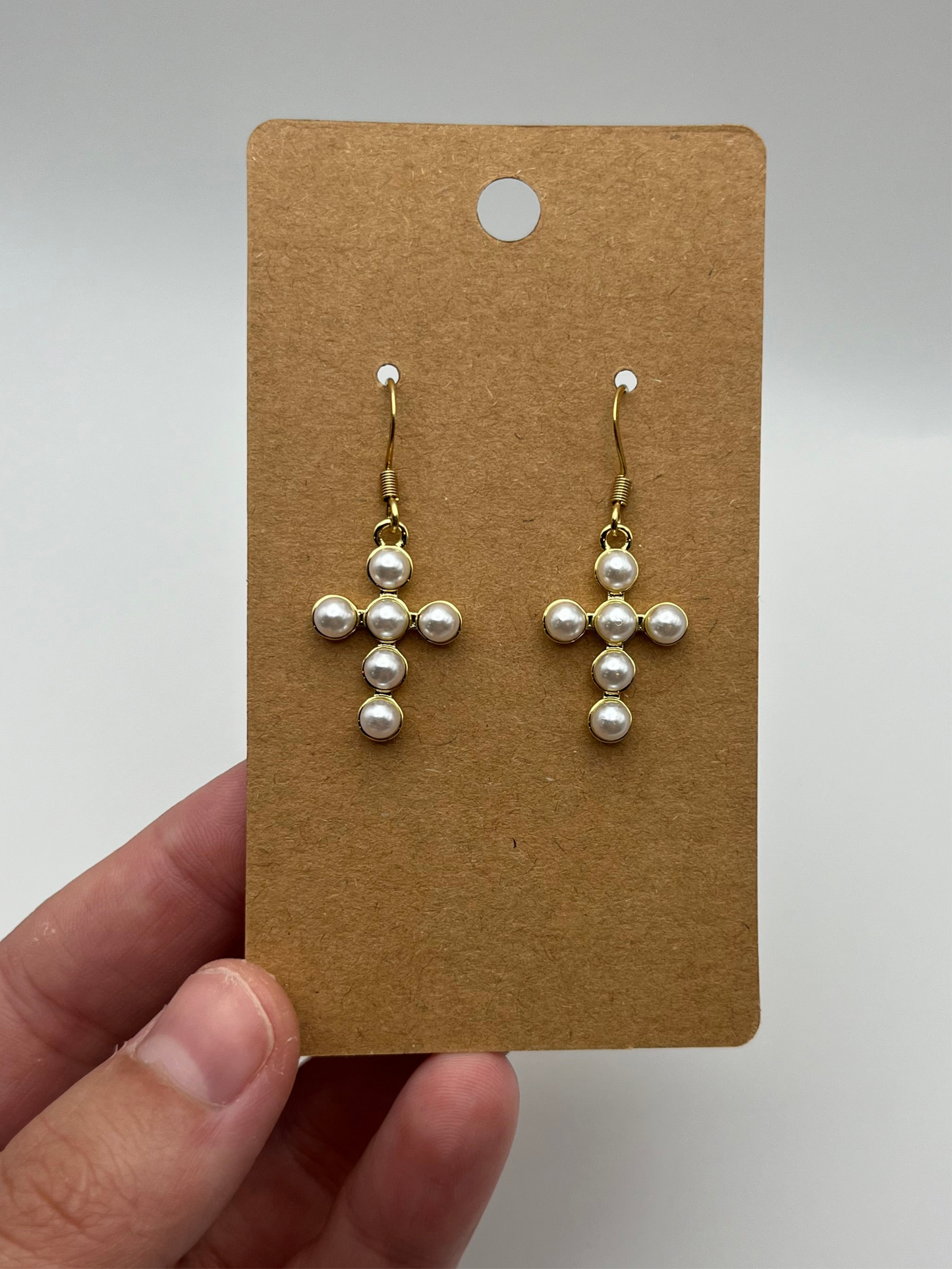 Chunky Pearl Cross Earrings