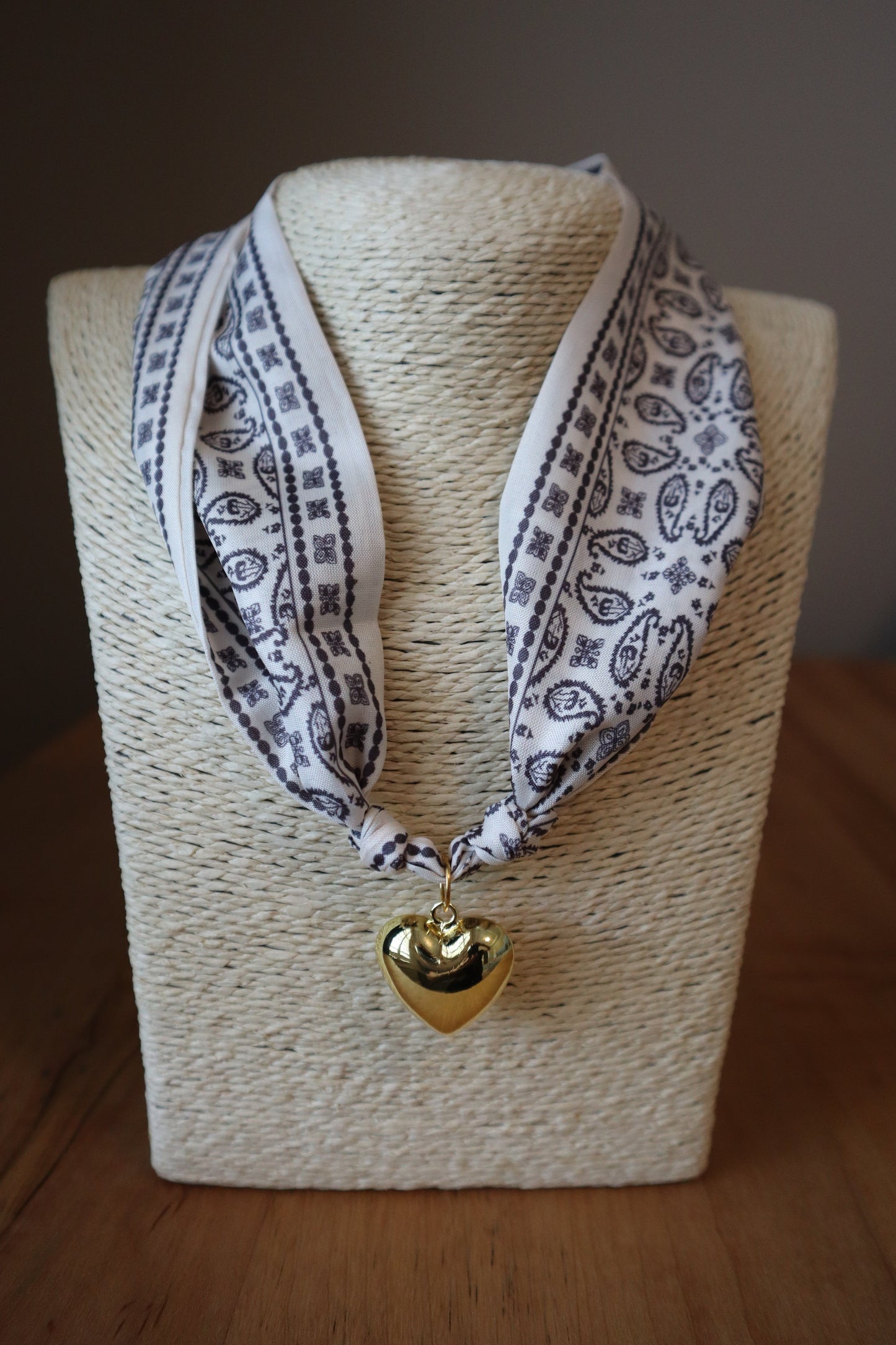 Boho Scarf with Puffy Heart Charm