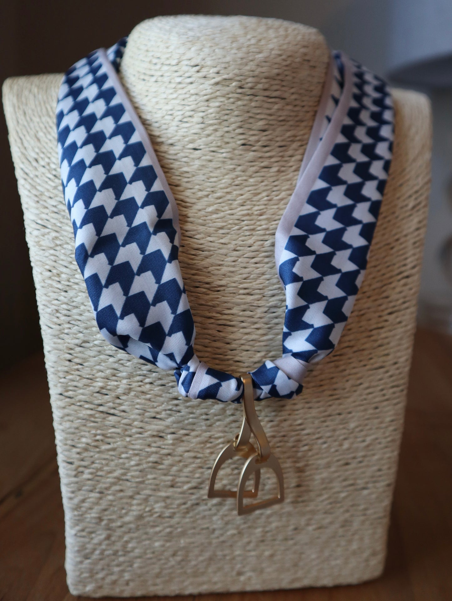 Houndstooth Scarf with Stirrups Charm