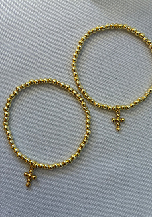 Gold Bracelet with Cross Charm