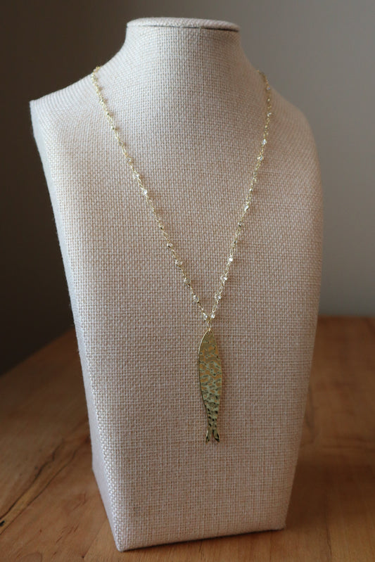 Hammered Fish Necklace
