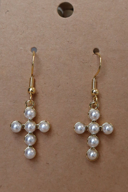 Pearlescent Cross Earrings