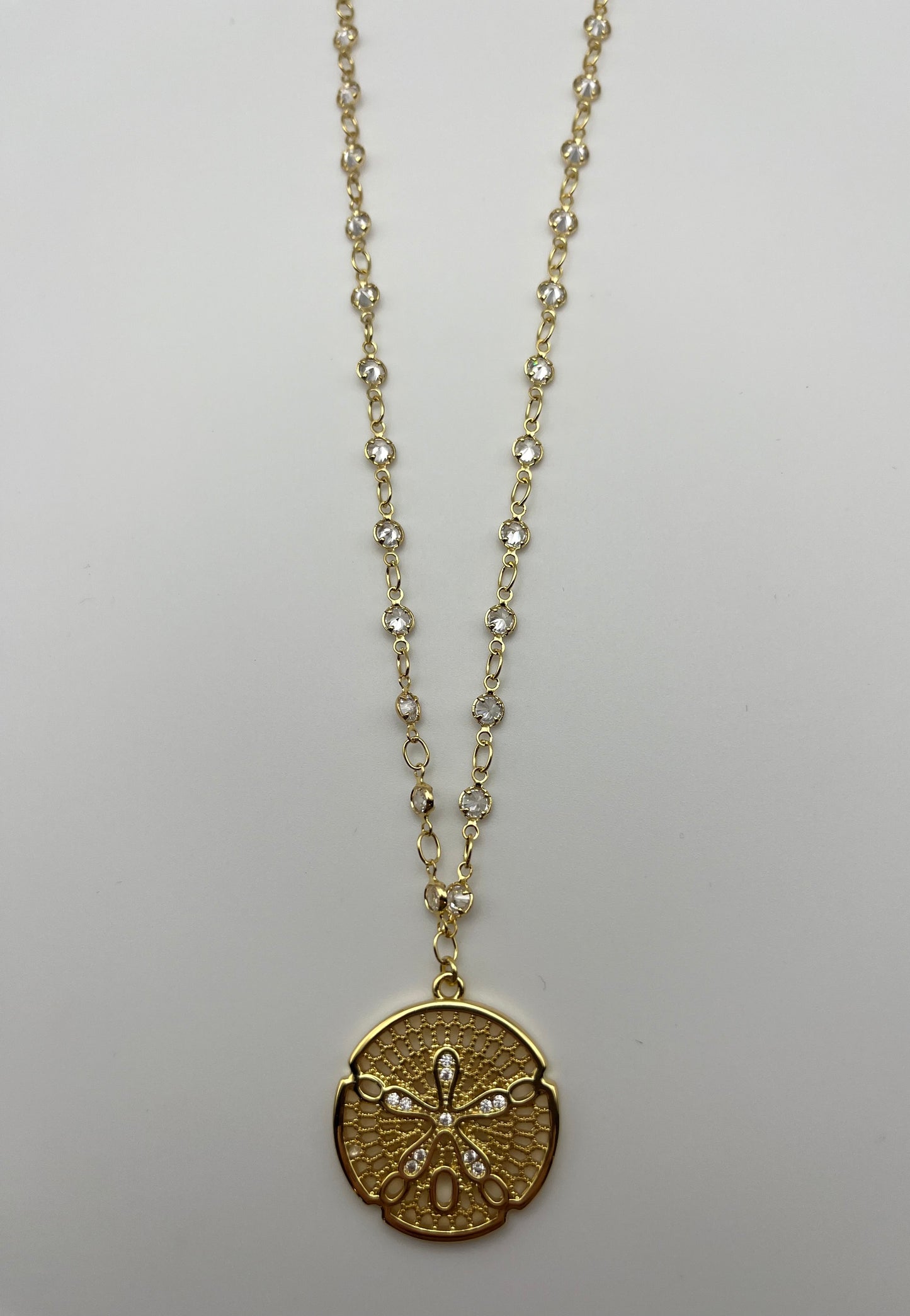 Sand Dollar Pendant on Dainty Chaim