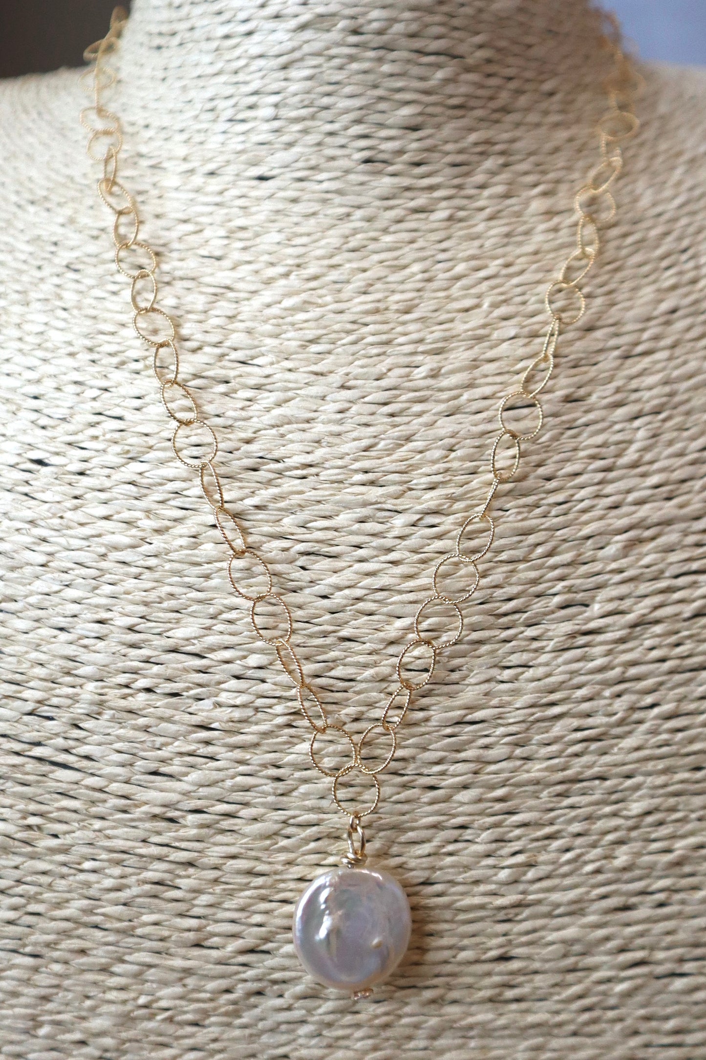 Coin Pearl Drop Necklace